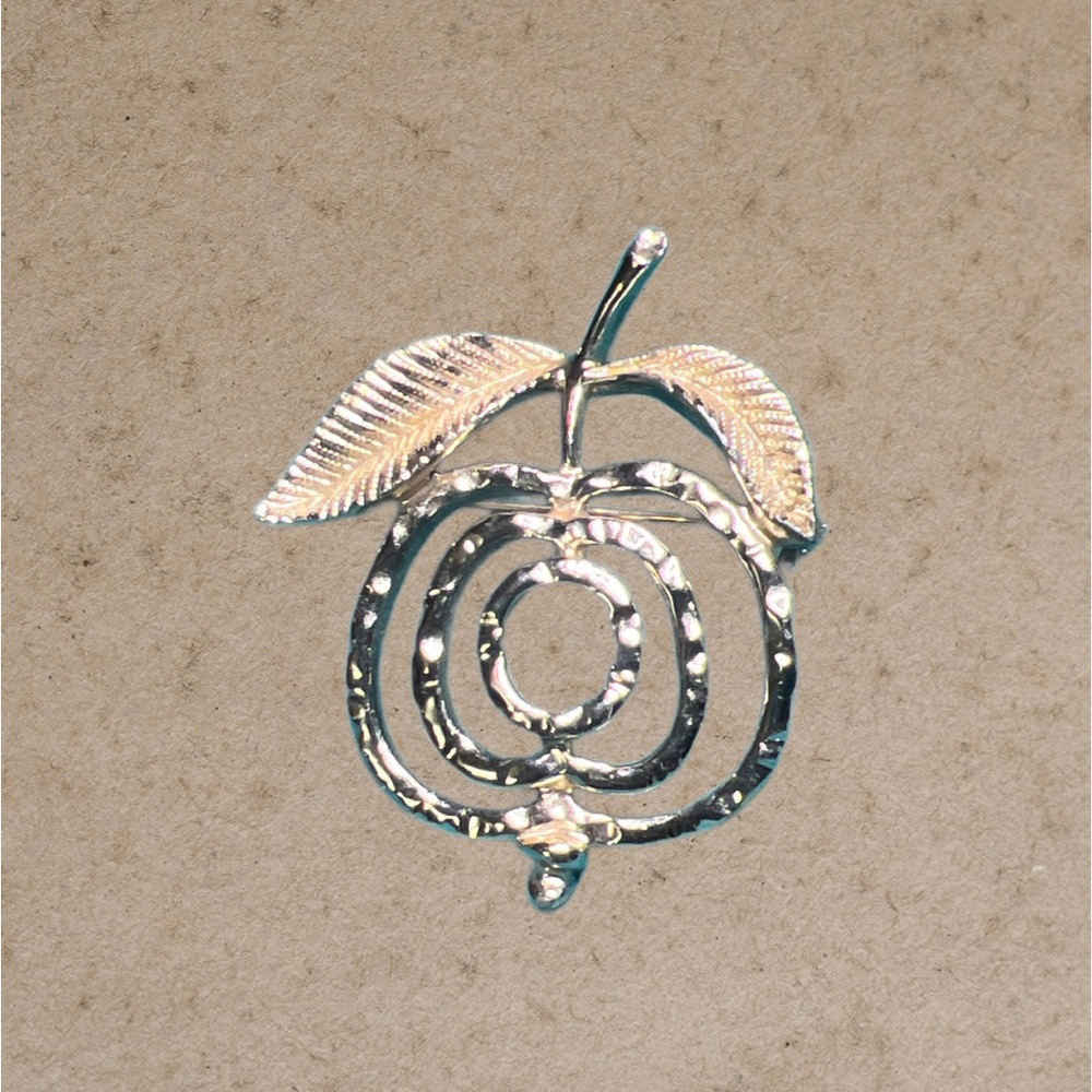 Vintage 1972 Textured Gold Tone SAUCY Apple Brooch/ Pin By Sarah Coventry